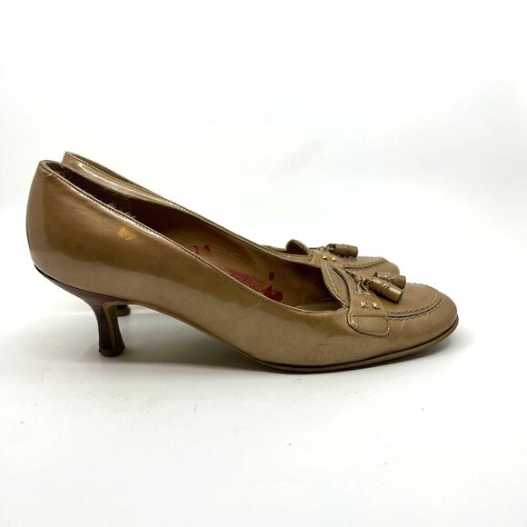 Stuart Weitzman Patent Leather Tassel Kitten Heel 6.5 US - Picture 3 of 10